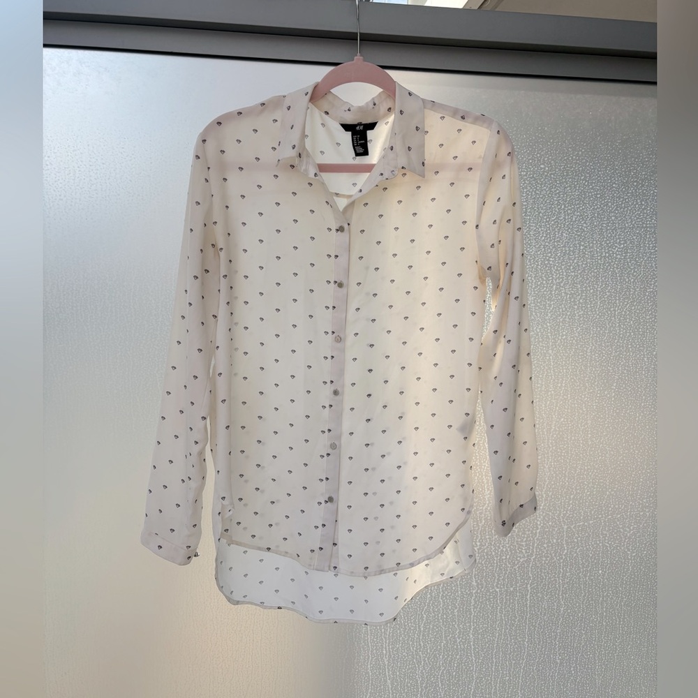 H&M | Sheer Diamond Print Blouse